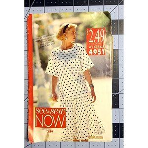 See & Sew 4951 Size XS to M Pullover Top Flared Skirt